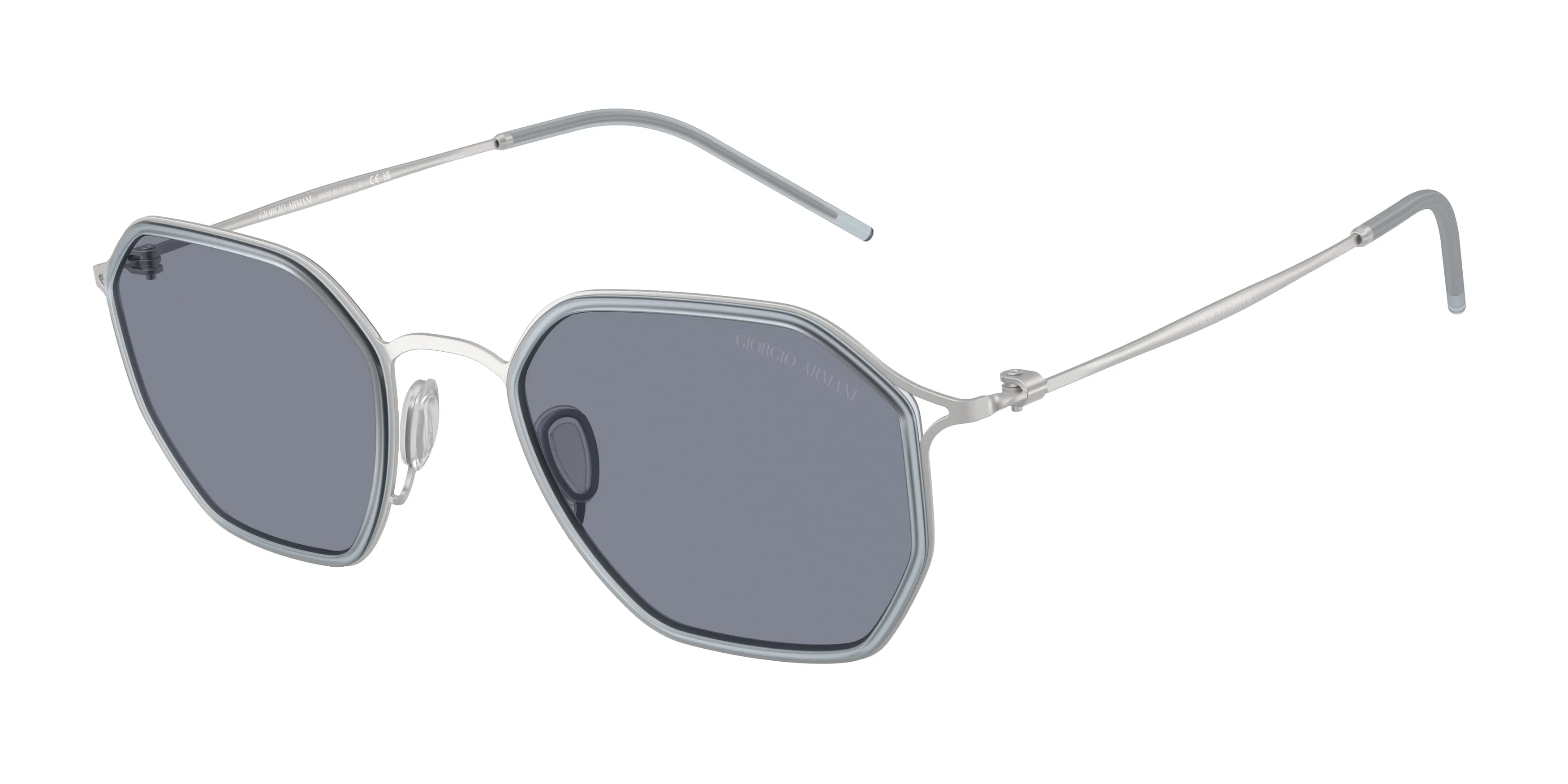 Giorgio Armani AR6188 304519 Occhiali da sole Metallo Argento Blu Squadrata Normale - immagine 1