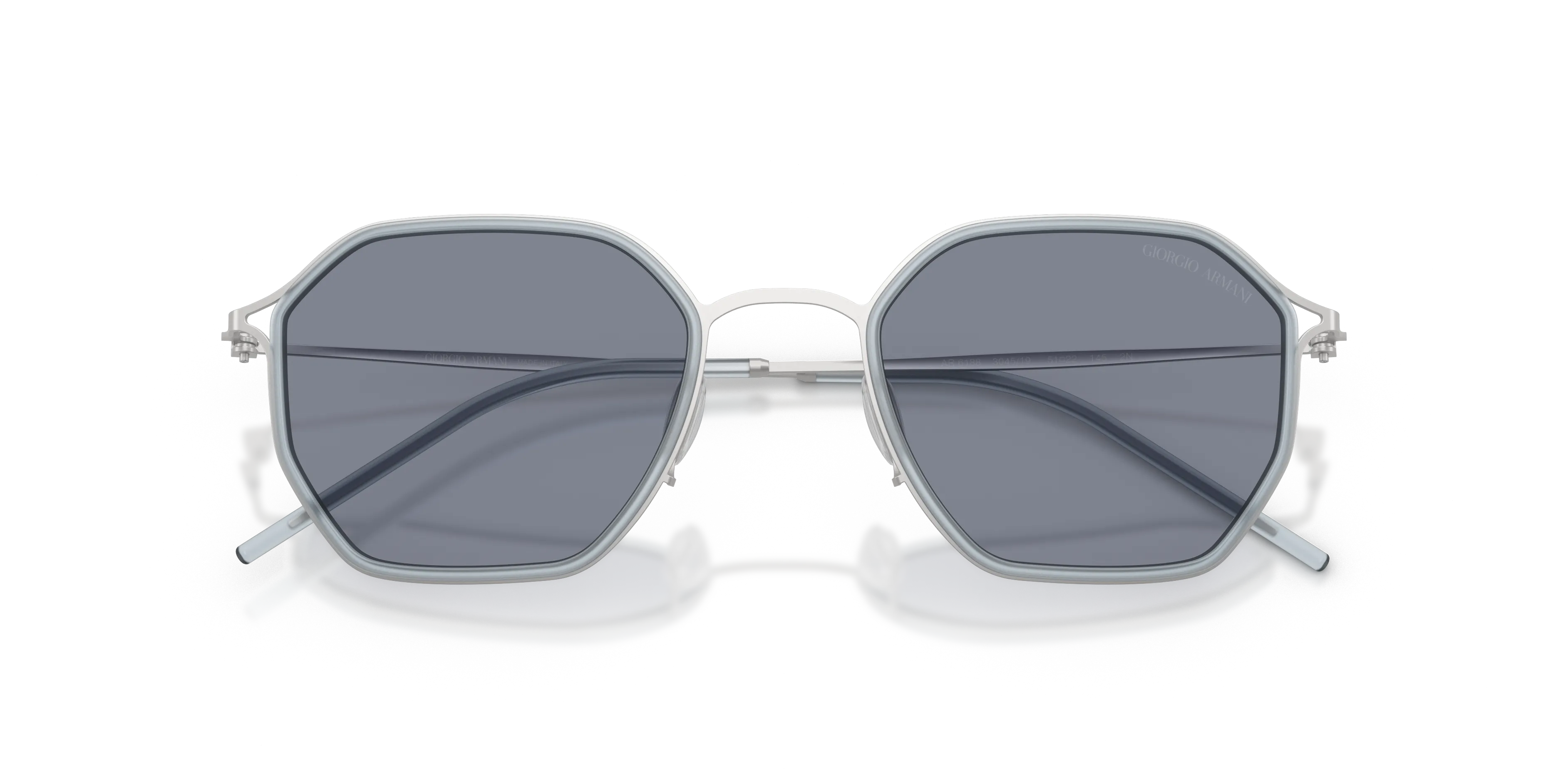 Giorgio Armani AR6188 304519 Occhiali da sole Metallo Argento Blu Squadrata Normale - immagine 2