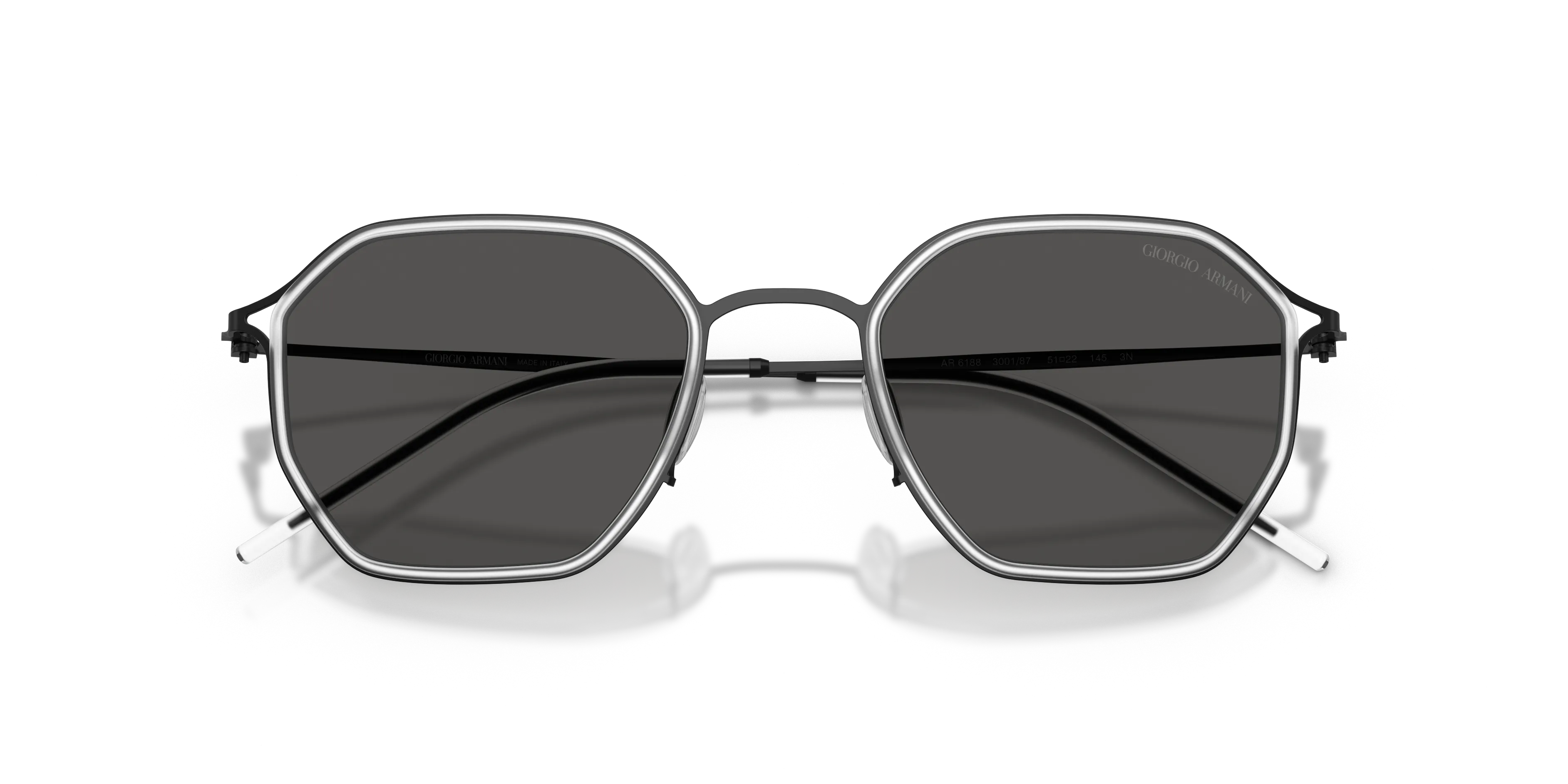 Giorgio Armani AR6188 300187 Occhiali da sole Metallo Nero Grigio Squadrata Normale - immagine 2