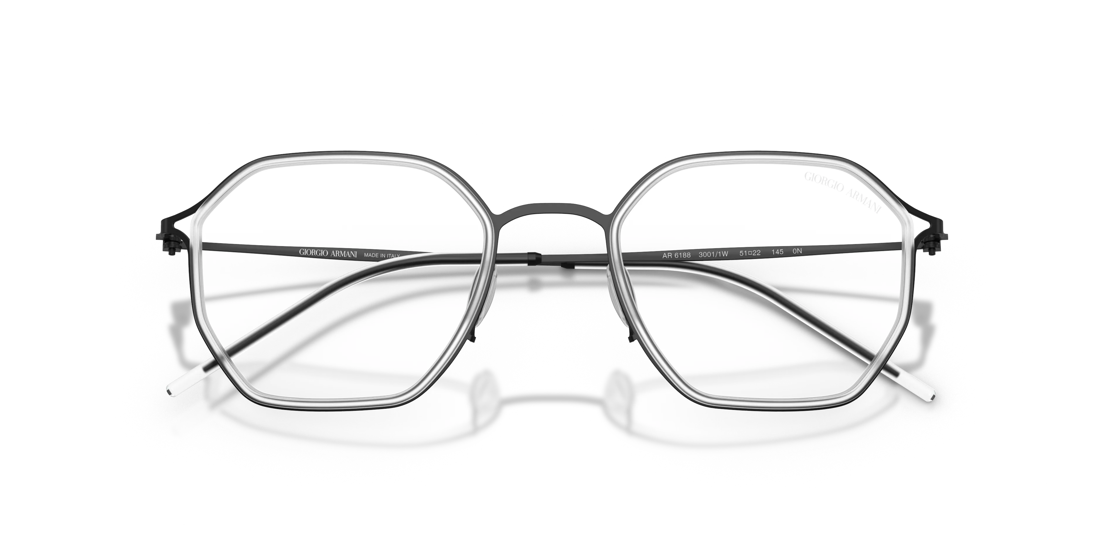 Giorgio Armani AR6188 30011W Occhiali da sole Metallo Nero Trasparente Squadrata Normale - immagine 2