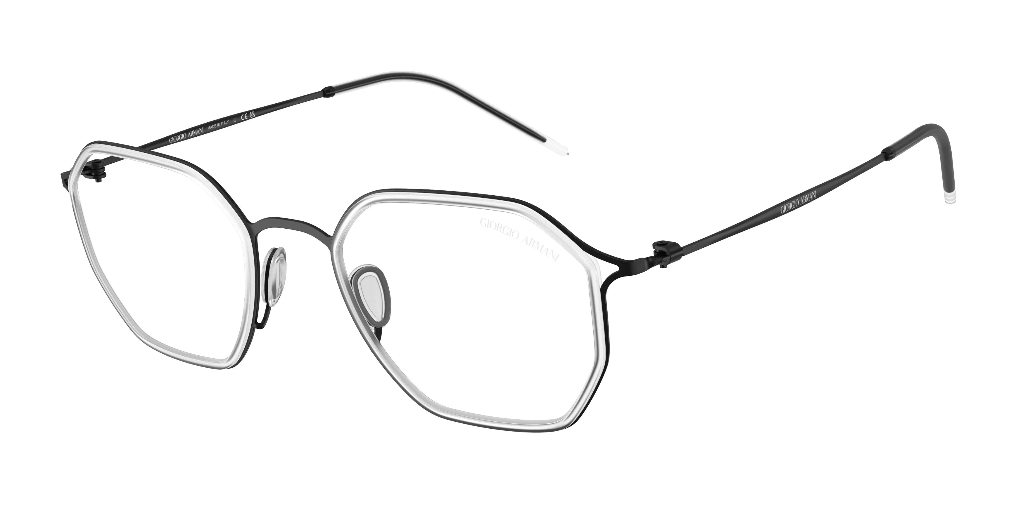 Giorgio Armani AR6188 30011W Occhiali da sole Metallo Nero Trasparente Squadrata Normale - immagine 1