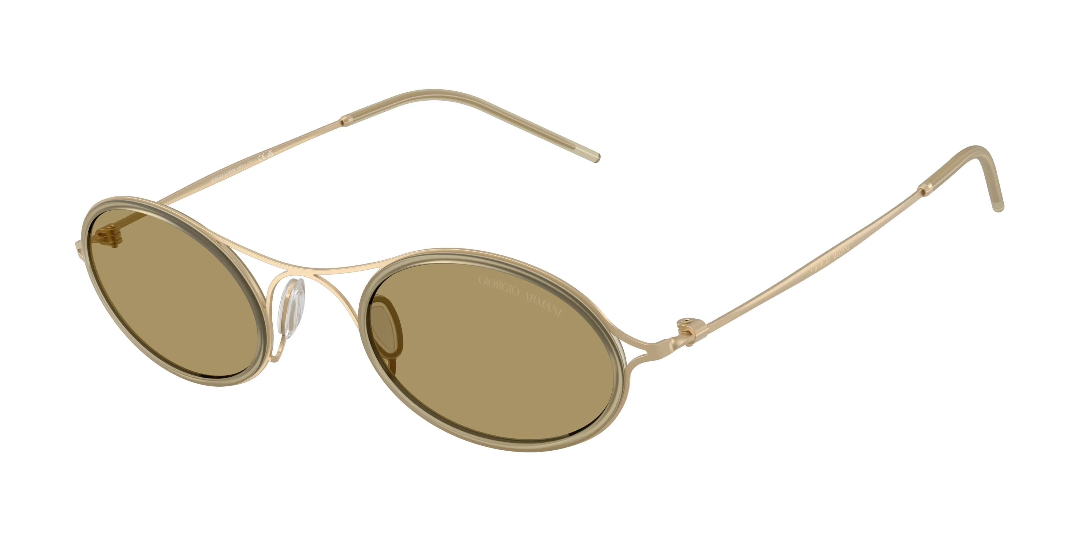 Giorgio Armani AR6187 3002/2 Occhiali da sole Metallo Oro Verde Rotonda Normale - immagine 1