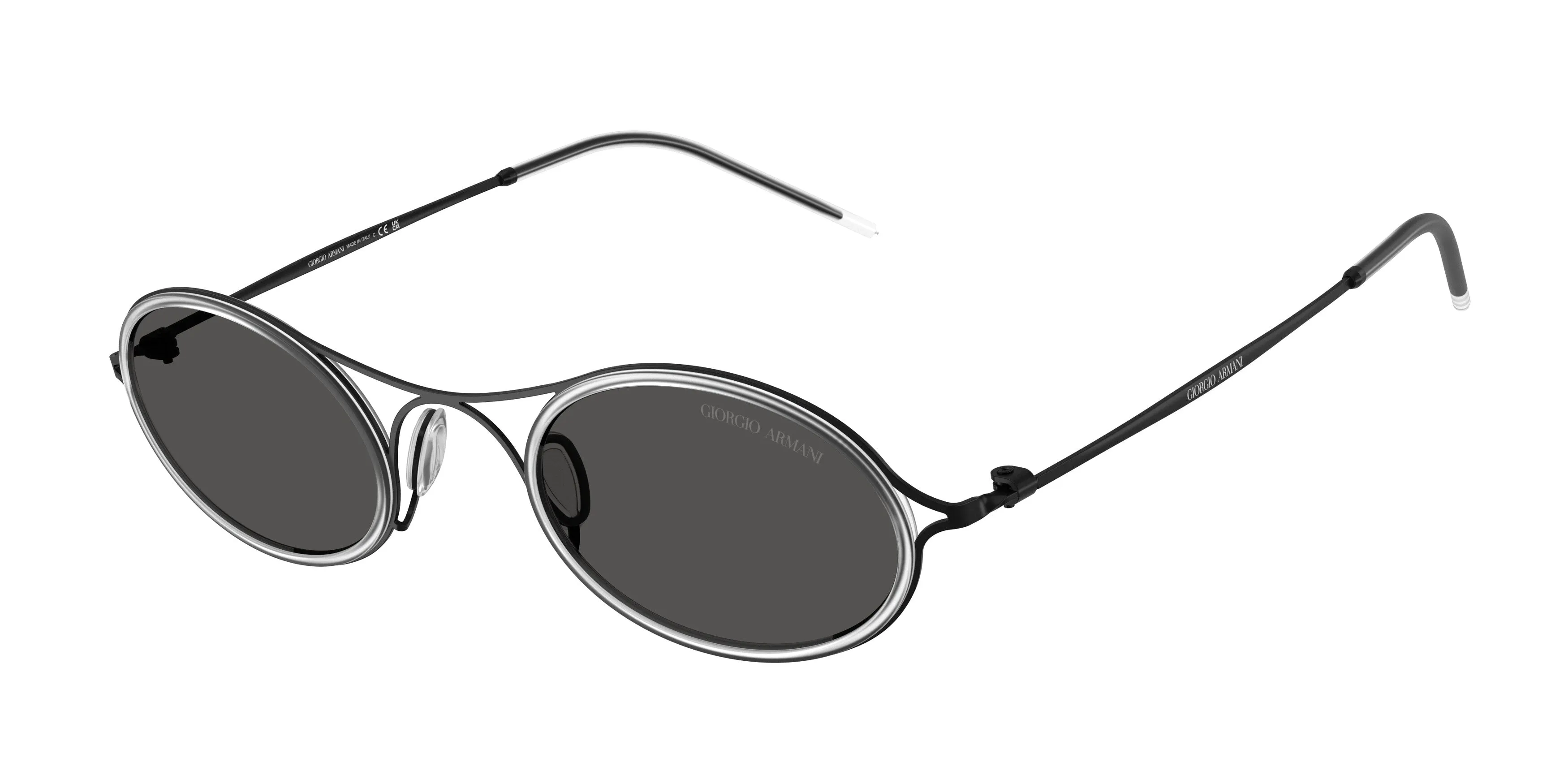 Giorgio Armani AR6187 300187 Occhiali da sole Metallo Nero Grigio Rotonda Normale - immagine 1