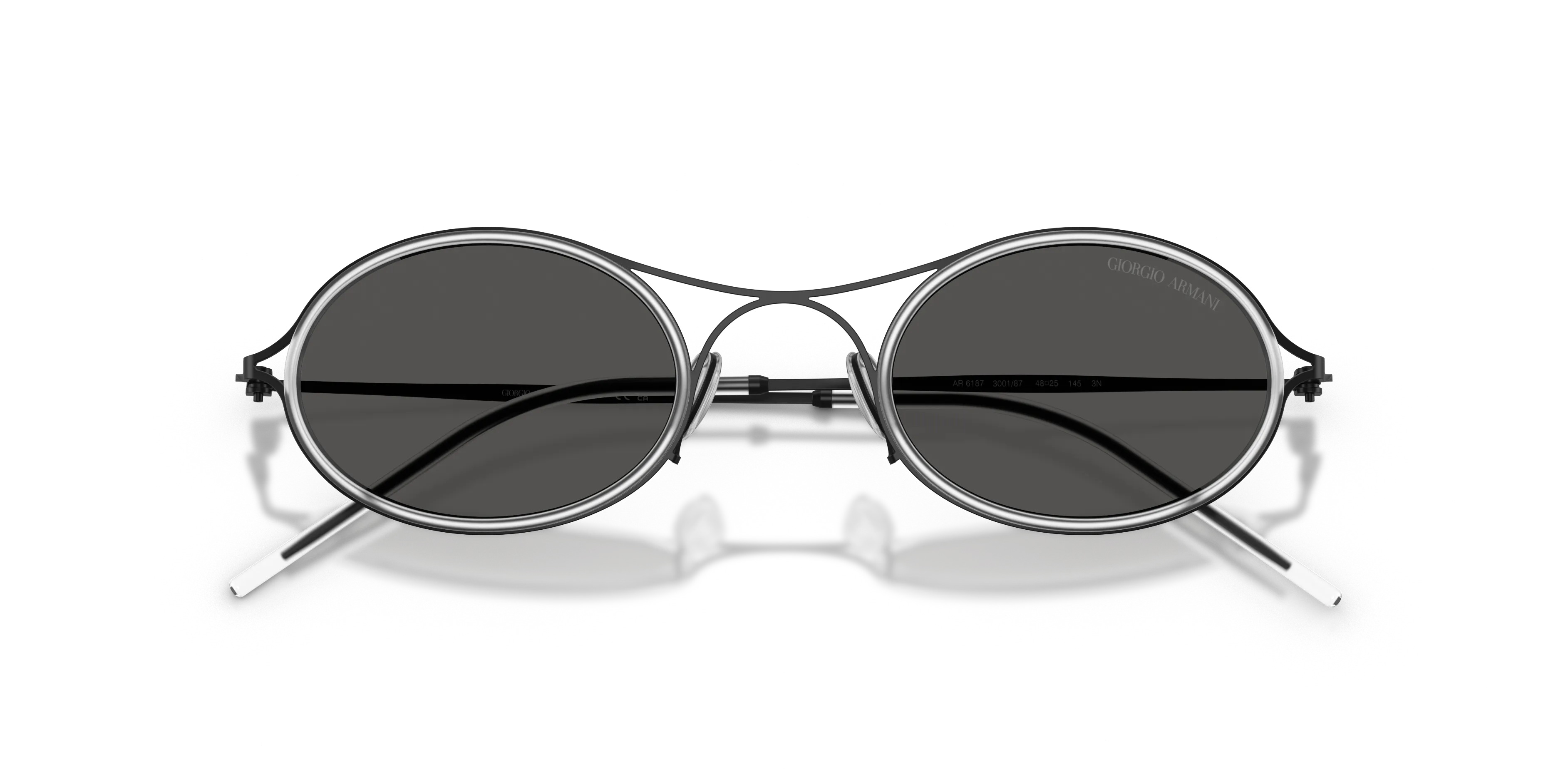 Giorgio Armani AR6187 300187 Occhiali da sole Metallo Nero Grigio Rotonda Normale - immagine 2