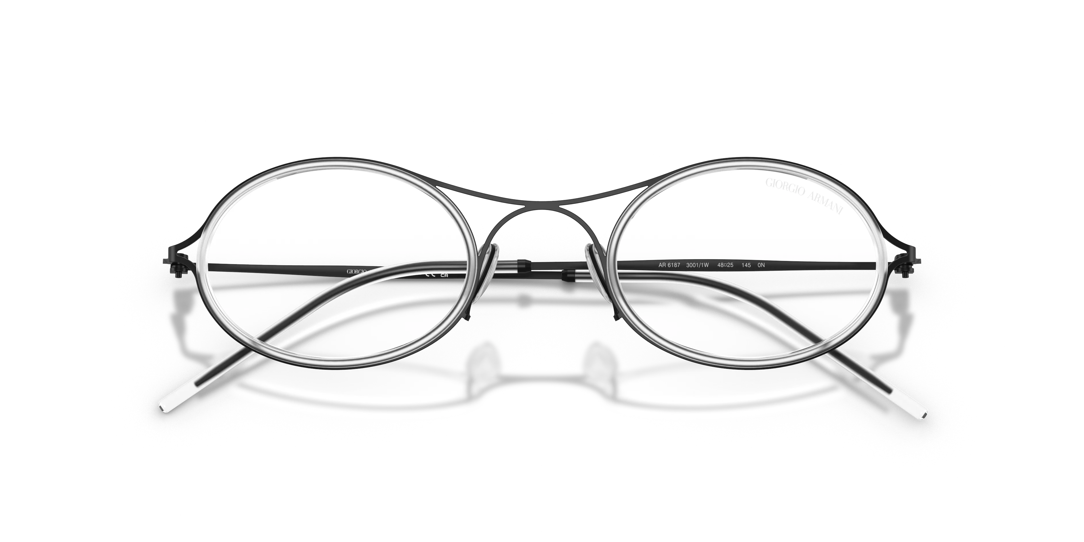 Giorgio Armani AR6187 30011W Occhiali da sole Metallo Nero Trasparente Rotonda Normale - immagine 2