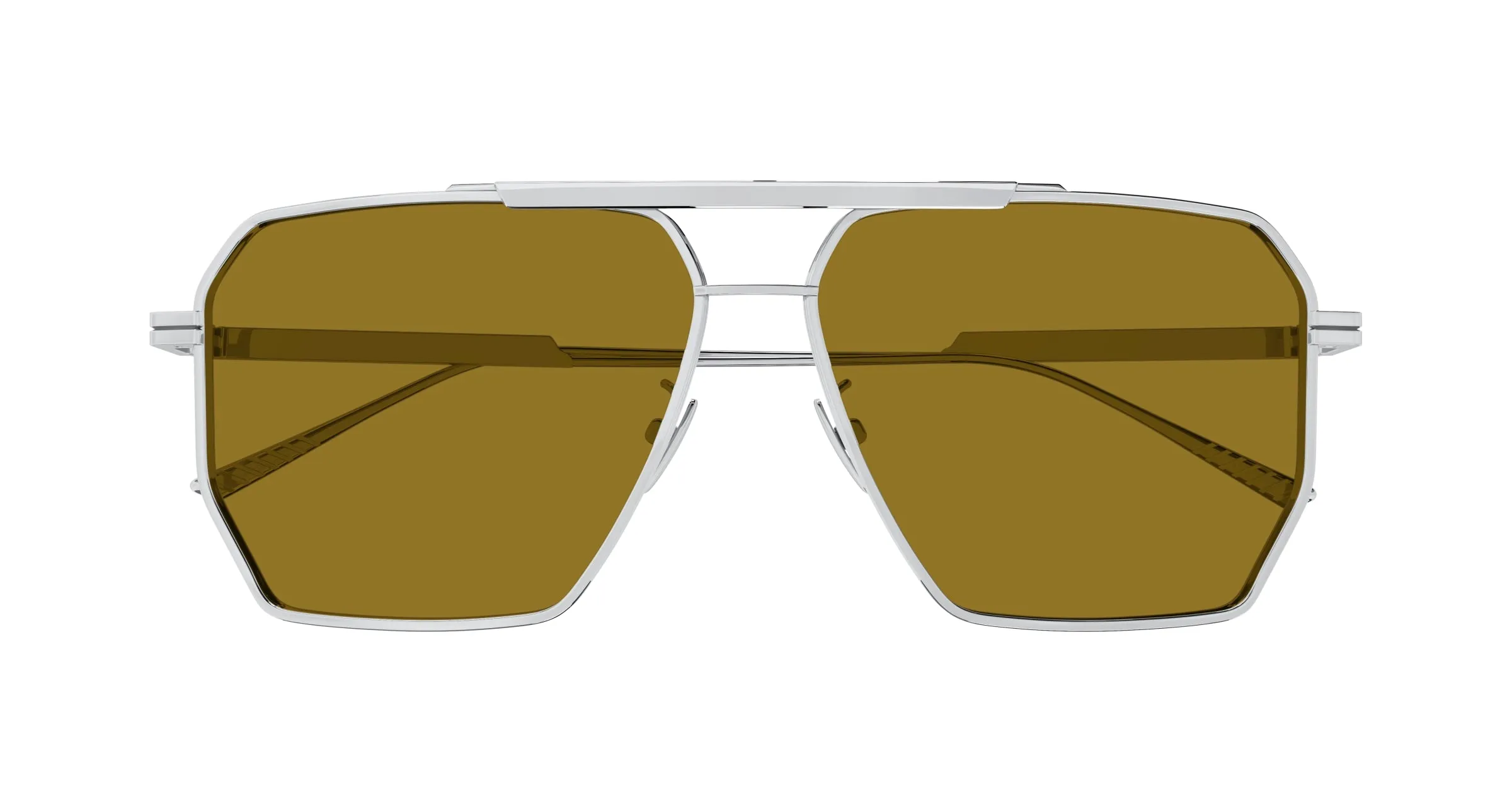Bottega Veneta BV1012S 007 Occhiali da sole Metallo Argento Marrone Geometrica - immagine 2