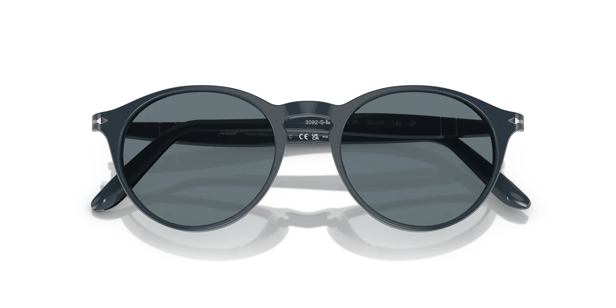 Persol PO3092SM 90693R Occhiali da sole Acetato Blu Blu Rotonda Polarizzata - immagine 2