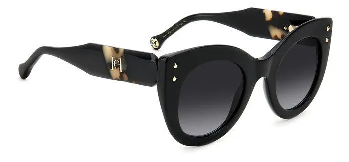 Carolina Herrera HER 0127/S WR7/9O Occhiali da sole Acetato Nero / Havana Grigio Cat Eye Sfumato - immagine 2