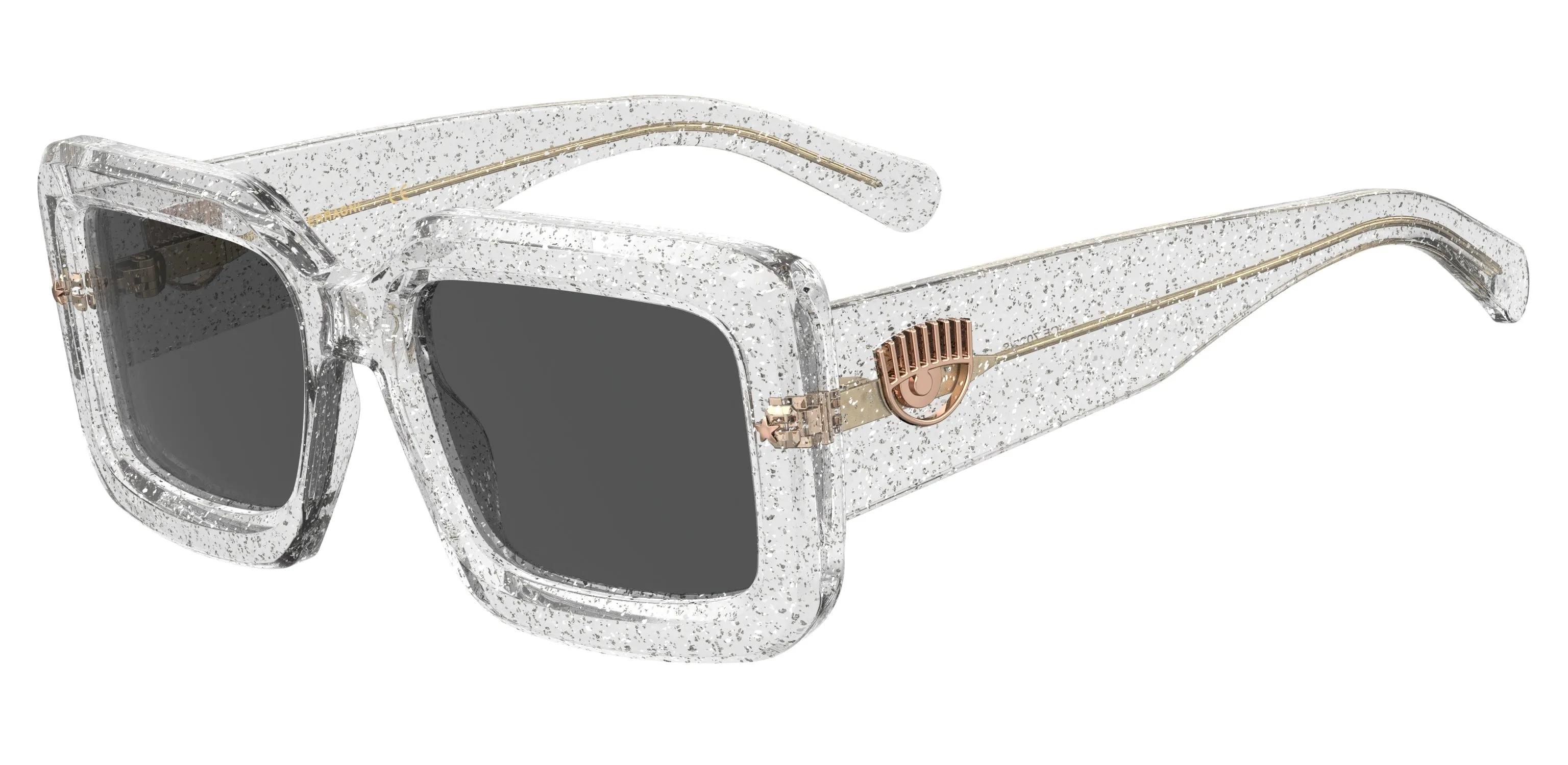 Chiara Ferragni CF 7022/S MXV/IR Occhiali da sole Plastica Argento Glitter Grigio Squadrata - immagine 1