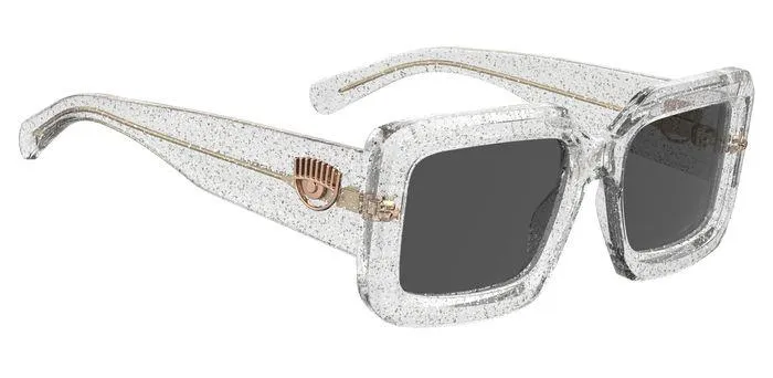 Chiara Ferragni CF 7022/S MXV/IR Occhiali da sole Plastica Argento Glitter Grigio Squadrata - immagine 4