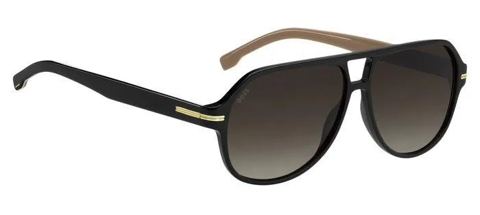Hugo Boss BOSS 1507/S 807/HA Occhiali da sole Acetato Nero Marrone Squadrata Sfumato - immagine 2