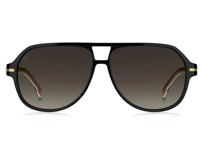 Hugo Boss BOSS 1507/S 807/HA Occhiali da sole Acetato Nero Marrone Squadrata Sfumato - immagine 4