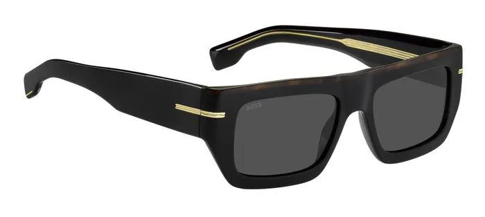 Hugo Boss BOSS 1502/S I62/KU Occhiali da sole Acetato Nero / Havana Blu Squadrata - immagine 2