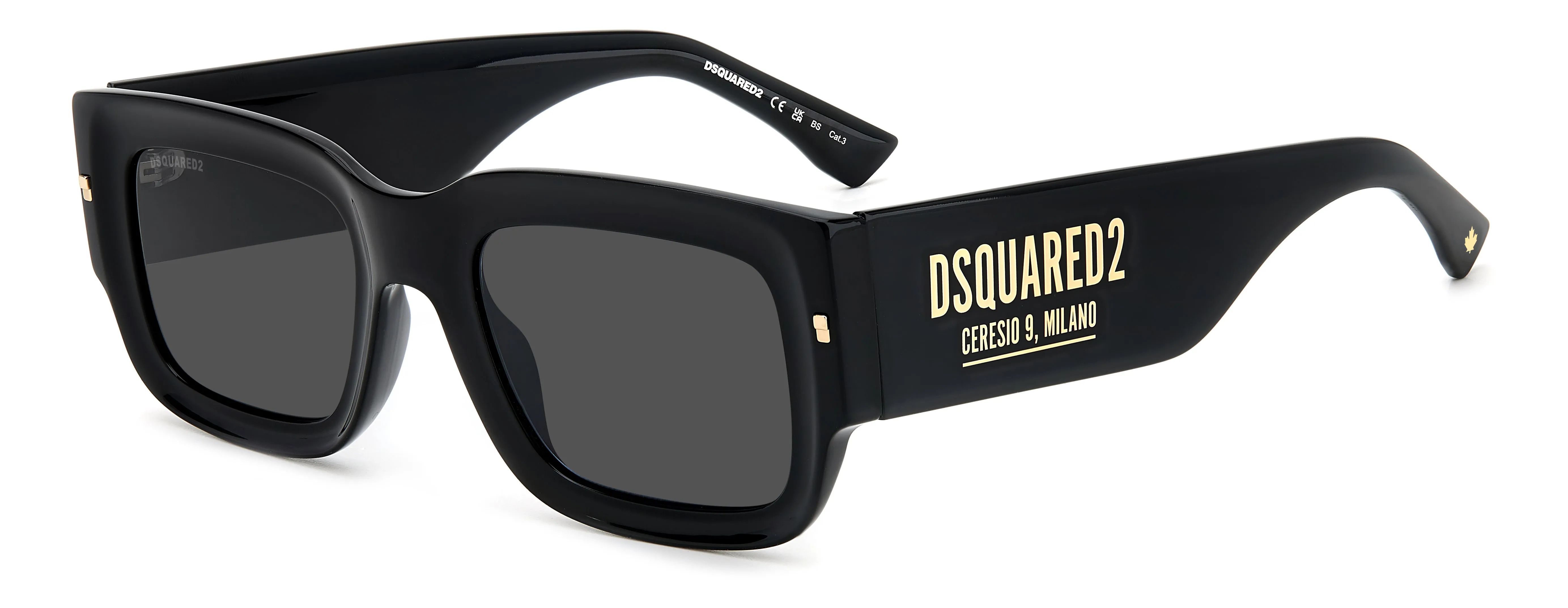 Dsquared2 D2 0089/S 2M2/IR Occhiali da sole Plastica Nero/Oro Grigio Geometrica - immagine 1