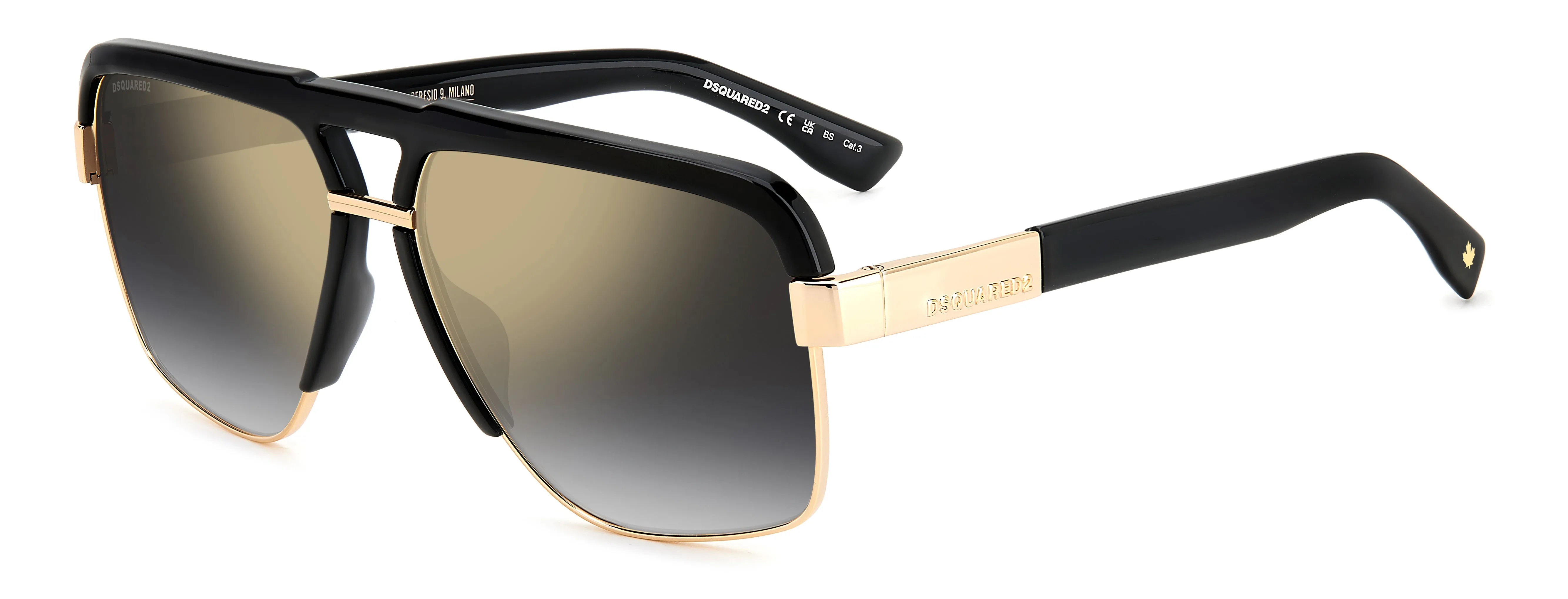 Dsquared2 D2 0084/S 2M2/FQ Occhiali da sole Metallo Nero/Oro Argento Squadrata Specchiate Sfumato - immagine 1