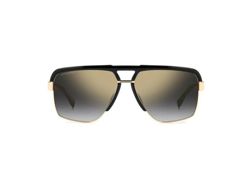 Dsquared2 D2 0084/S 2M2/FQ Occhiali da sole Metallo Nero/Oro Argento Squadrata Specchiate Sfumato - immagine 2