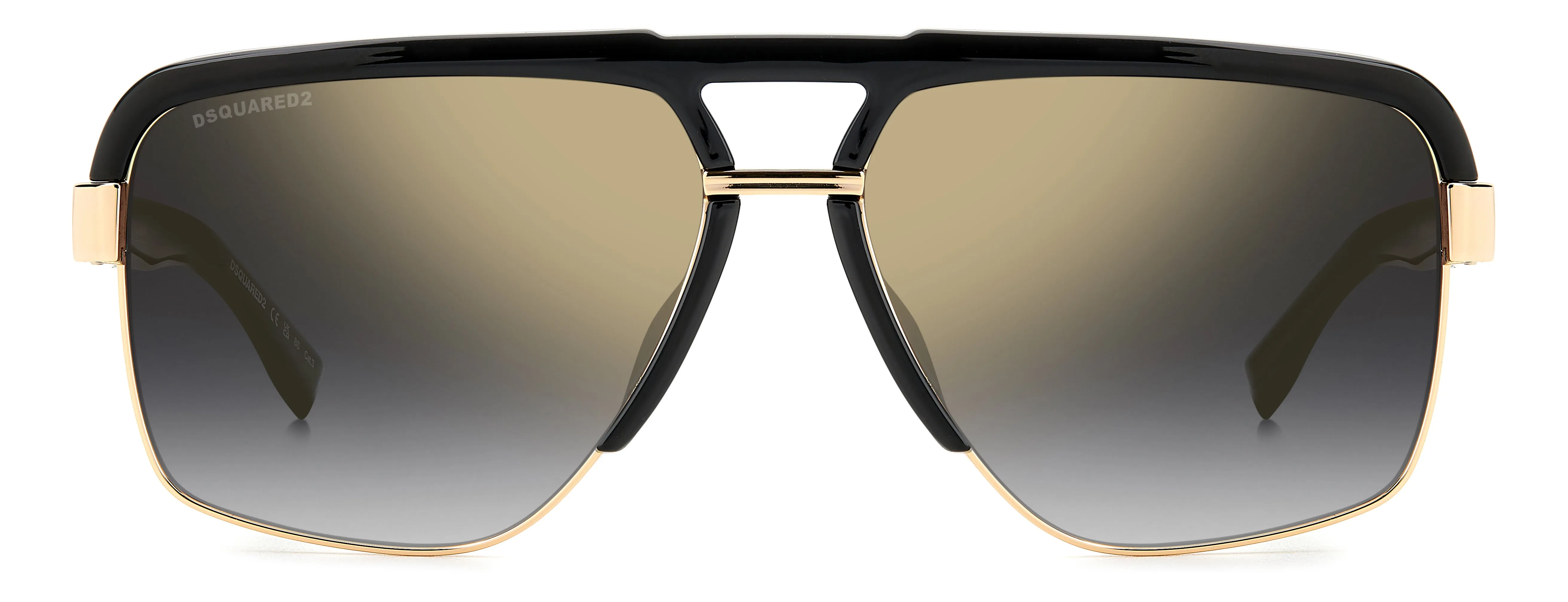 Dsquared2 D2 0084/S 2M2/FQ Occhiali da sole Metallo Nero/Oro Argento Squadrata Specchiate Sfumato - immagine 3