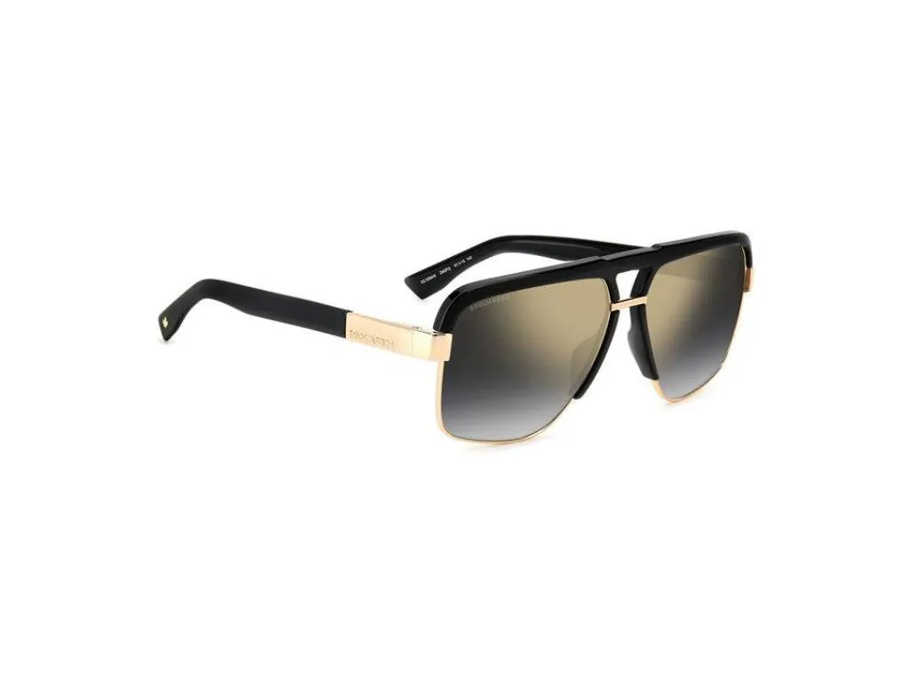 Dsquared2 D2 0084/S 2M2/FQ Occhiali da sole Metallo Nero/Oro Argento Squadrata Specchiate Sfumato - immagine 4