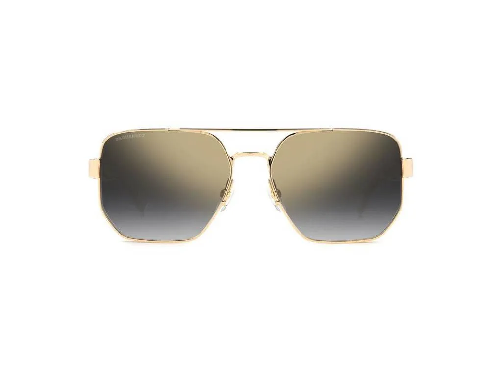 Dsquared2 D2 0083/S RHL/FQ Occhiali da sole Metallo Oro / Nero Argento Squadrata Specchiate Sfumato - immagine 2