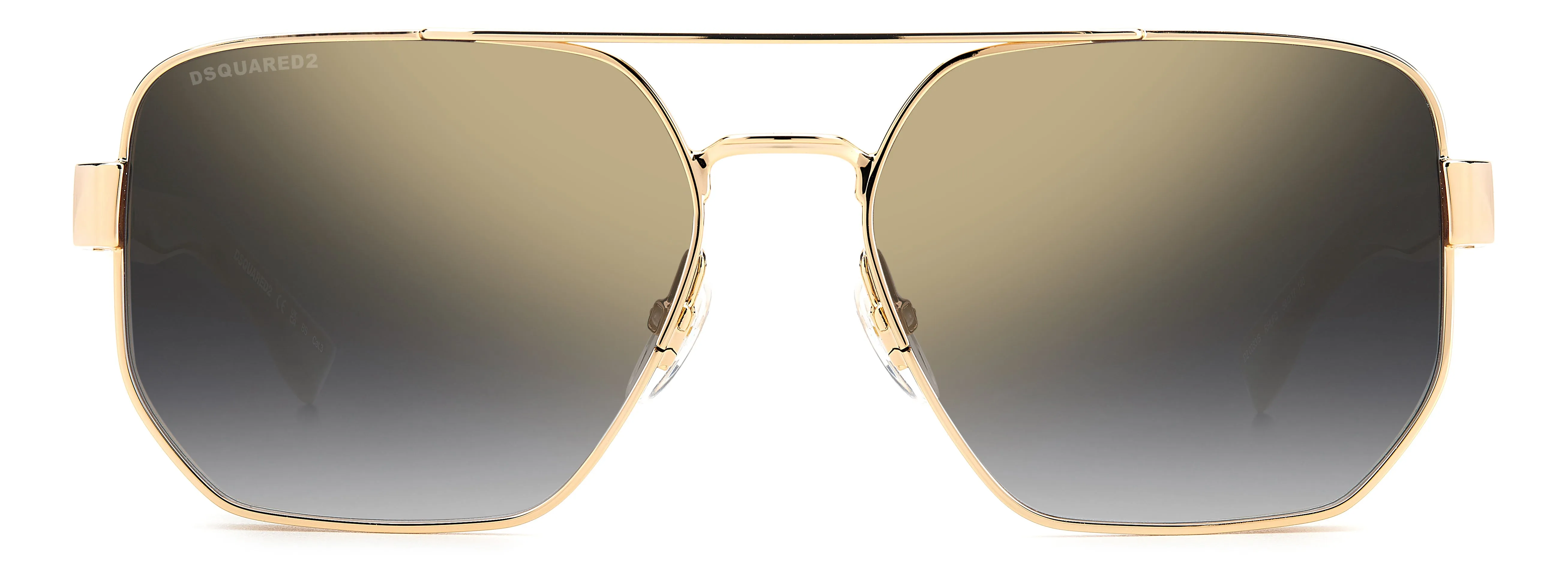 Dsquared2 D2 0083/S RHL/FQ Occhiali da sole Metallo Oro / Nero Argento Squadrata Specchiate Sfumato - immagine 3