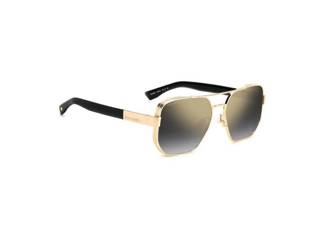 Dsquared2 D2 0083/S RHL/FQ Occhiali da sole Metallo Oro / Nero Argento Squadrata Specchiate Sfumato - immagine 4