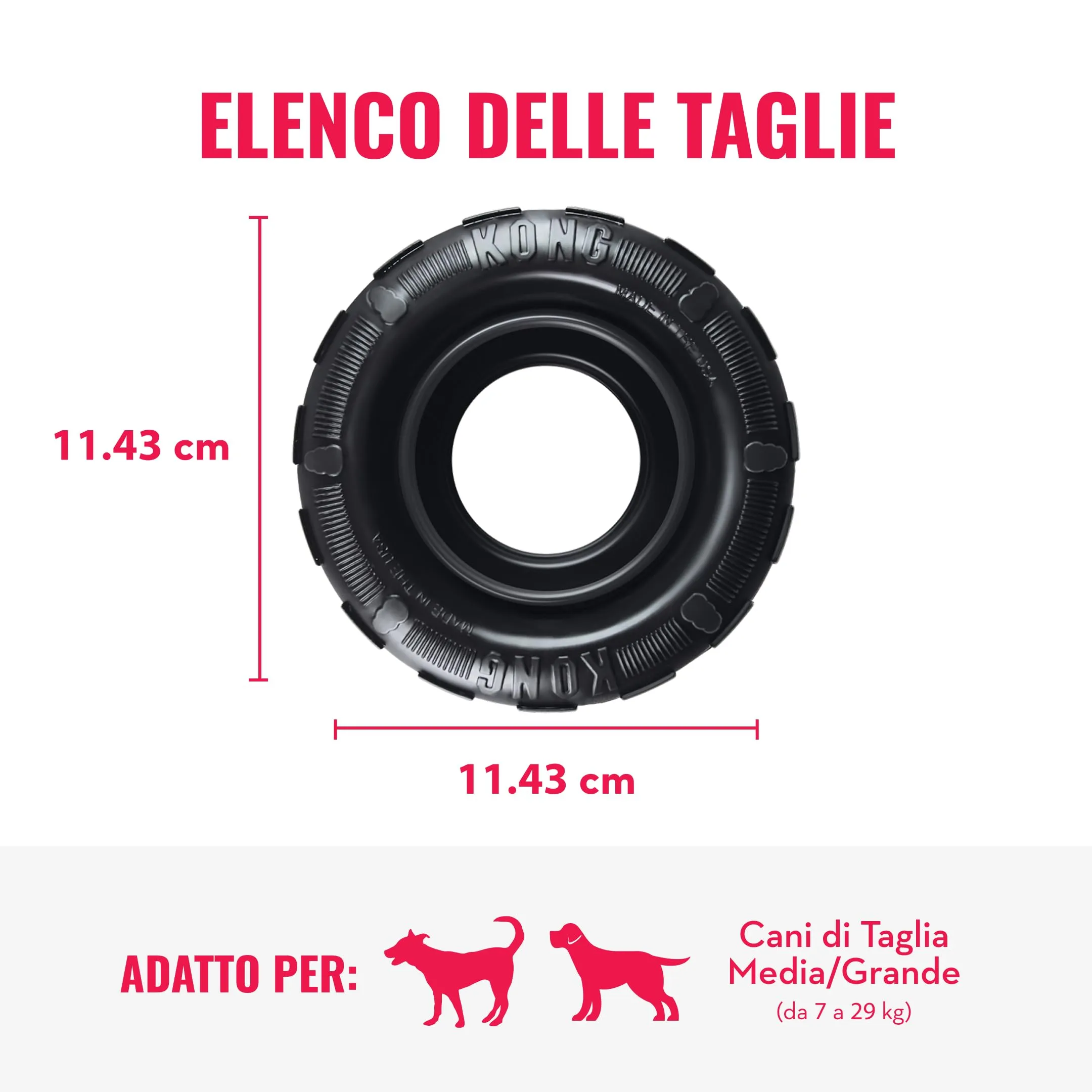KONG Extreme Tires Giocattolo a Pneumatico Riempibile, Taglia Media/Grande - immagine 4