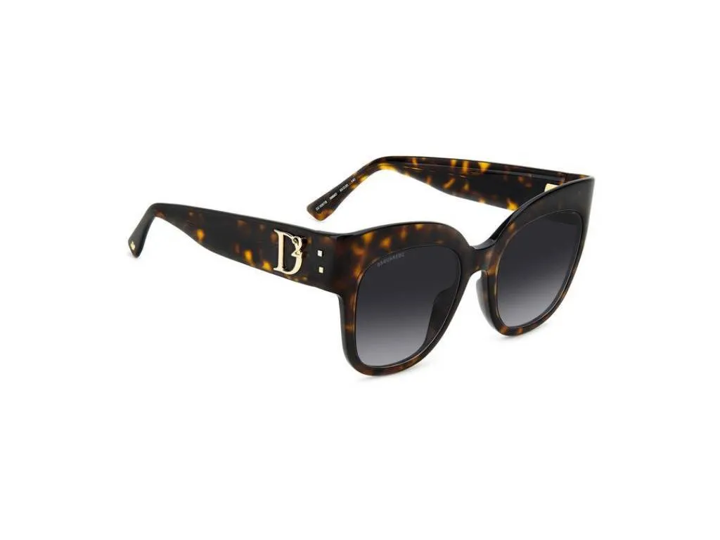 Dsquared2 D2 0097/S 086/9O Occhiali da sole Plastica Havana Grigio Rotonda Sfumato - immagine 4