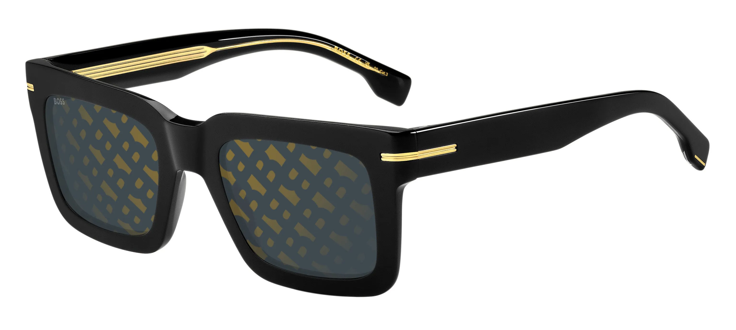 Hugo Boss BOSS 1501/S 807/7Y Occhiali da sole Bio-acetato Nero Grigio Squadrata Decorazione - immagine 1