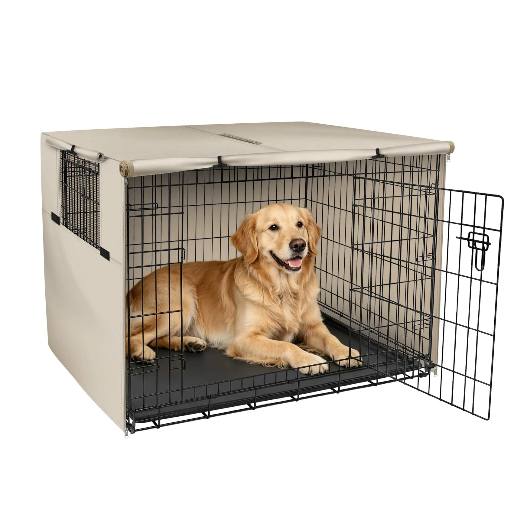 Explore Land, Copertura per gabbia per cani da 106,7 cm, in poliestere resistente, universale, adatta per gabbie per cani in filo metallico, marrone chiaro - immagine 1