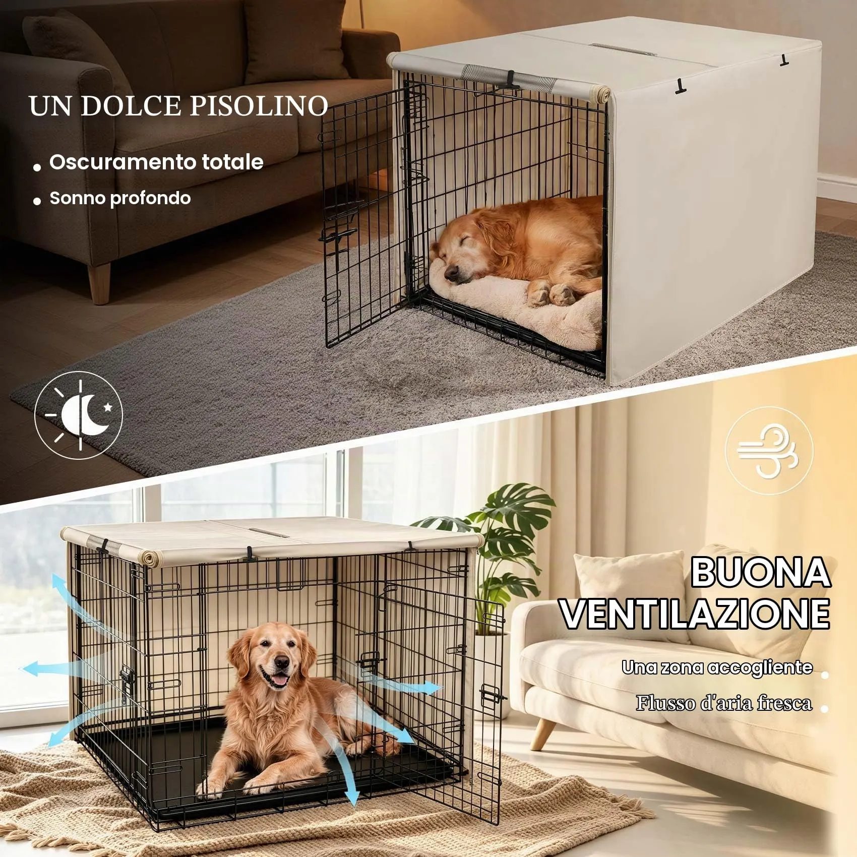 Explore Land, Copertura per gabbia per cani da 106,7 cm, in poliestere resistente, universale, adatta per gabbie per cani in filo metallico, marrone chiaro - immagine 5