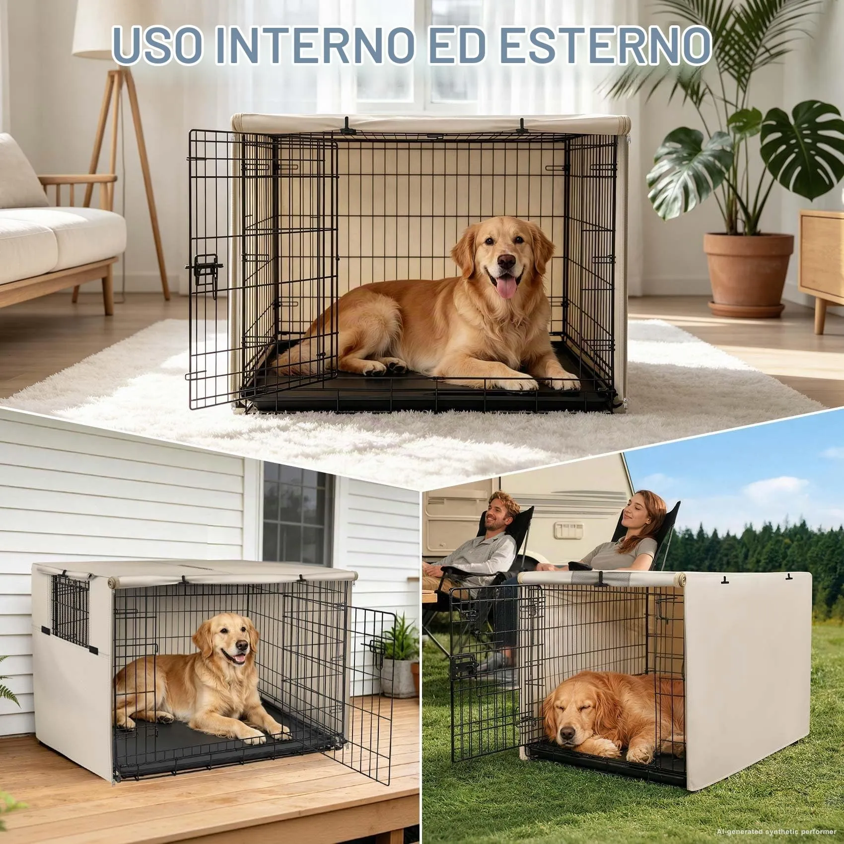 Explore Land, Copertura per gabbia per cani da 106,7 cm, in poliestere resistente, universale, adatta per gabbie per cani in filo metallico, marrone chiaro - immagine 7
