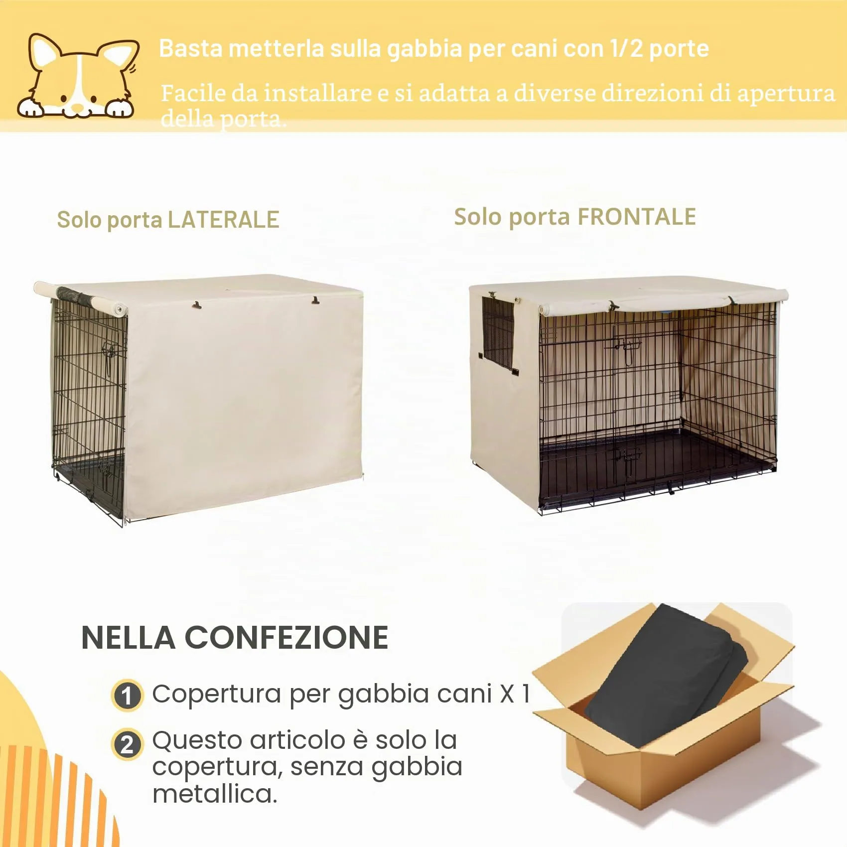 Explore Land, Copertura per gabbia per cani da 61cm, in poliestere resistente, universale, adatta per gabbie per cani in filo metallico, marrone chiaro - immagine 2