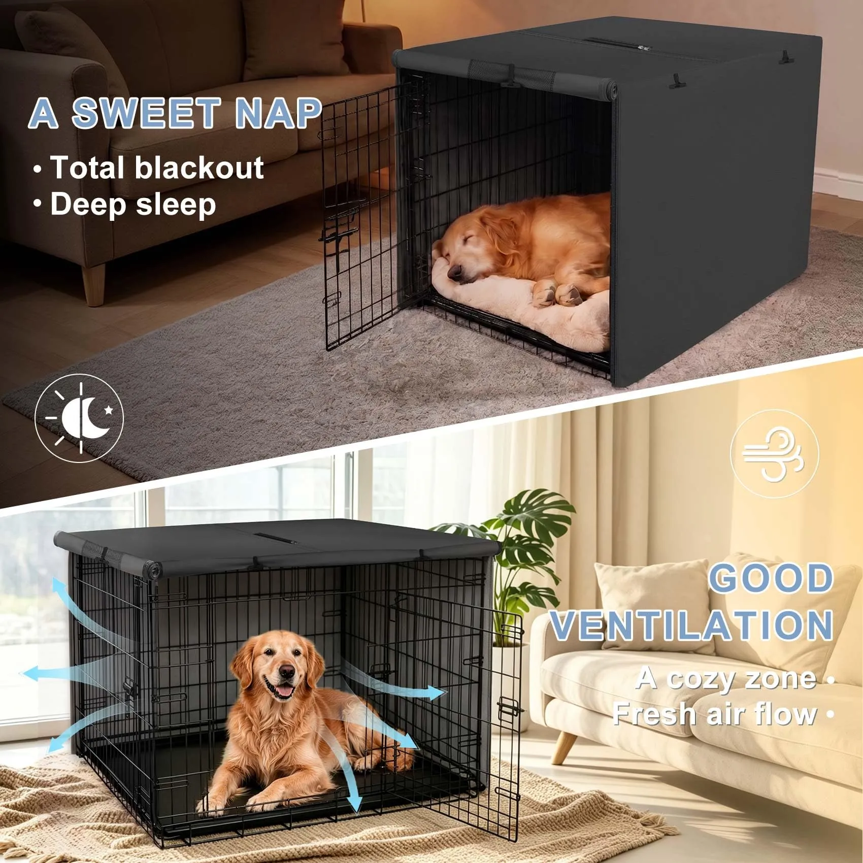 Explore Land, Copertura per gabbia per cani da 106,7 cm, in poliestere resistente, universale, adatta per gabbie per cani in filo metallico, nero - immagine 6
