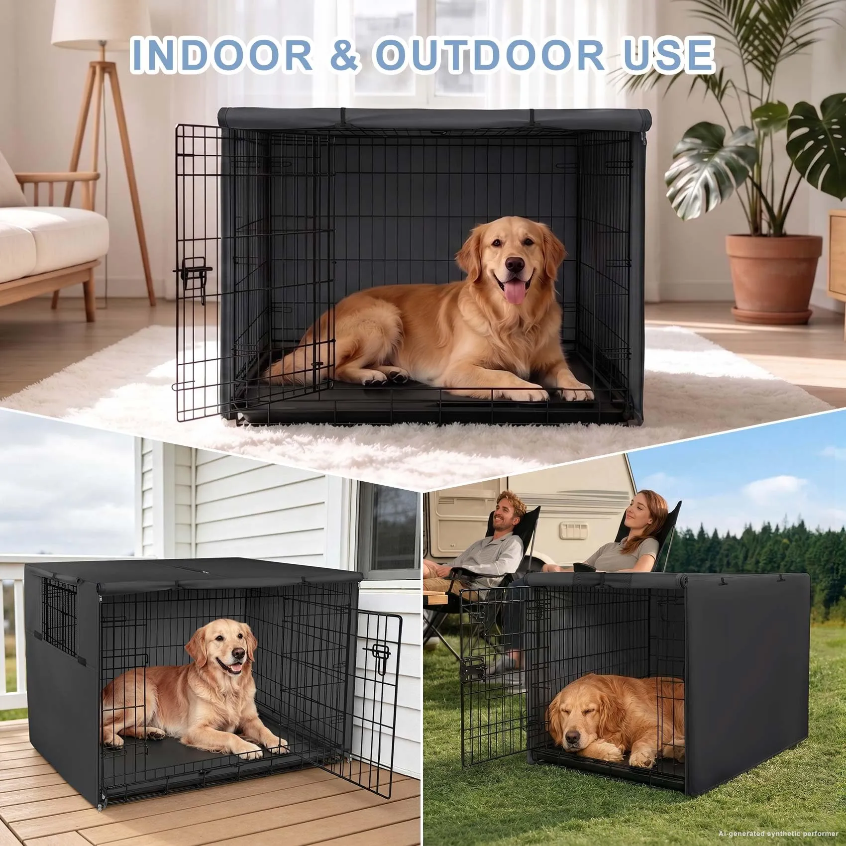 Explore Land, Copertura per gabbia per cani da 76,2 cm, in poliestere resistente, universale, adatta per gabbie per cani in filo metallico, nero - immagine 8