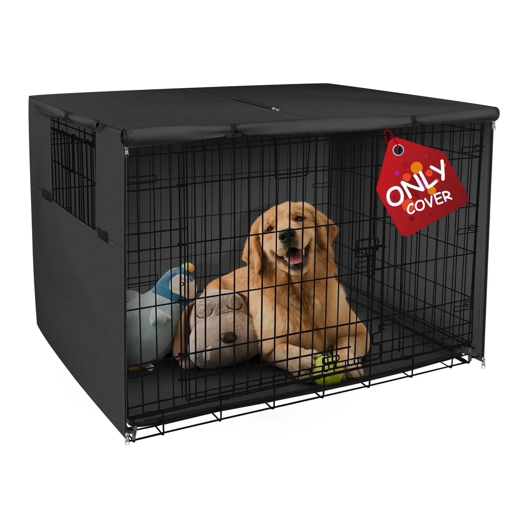 Explore Land Copertura per gabbia per cani, resistente, in poliestere, universale, adatta per gabbie per cani da 61 a 122 cm (122 cm (confezione da 1), copertura nera) - immagine 1