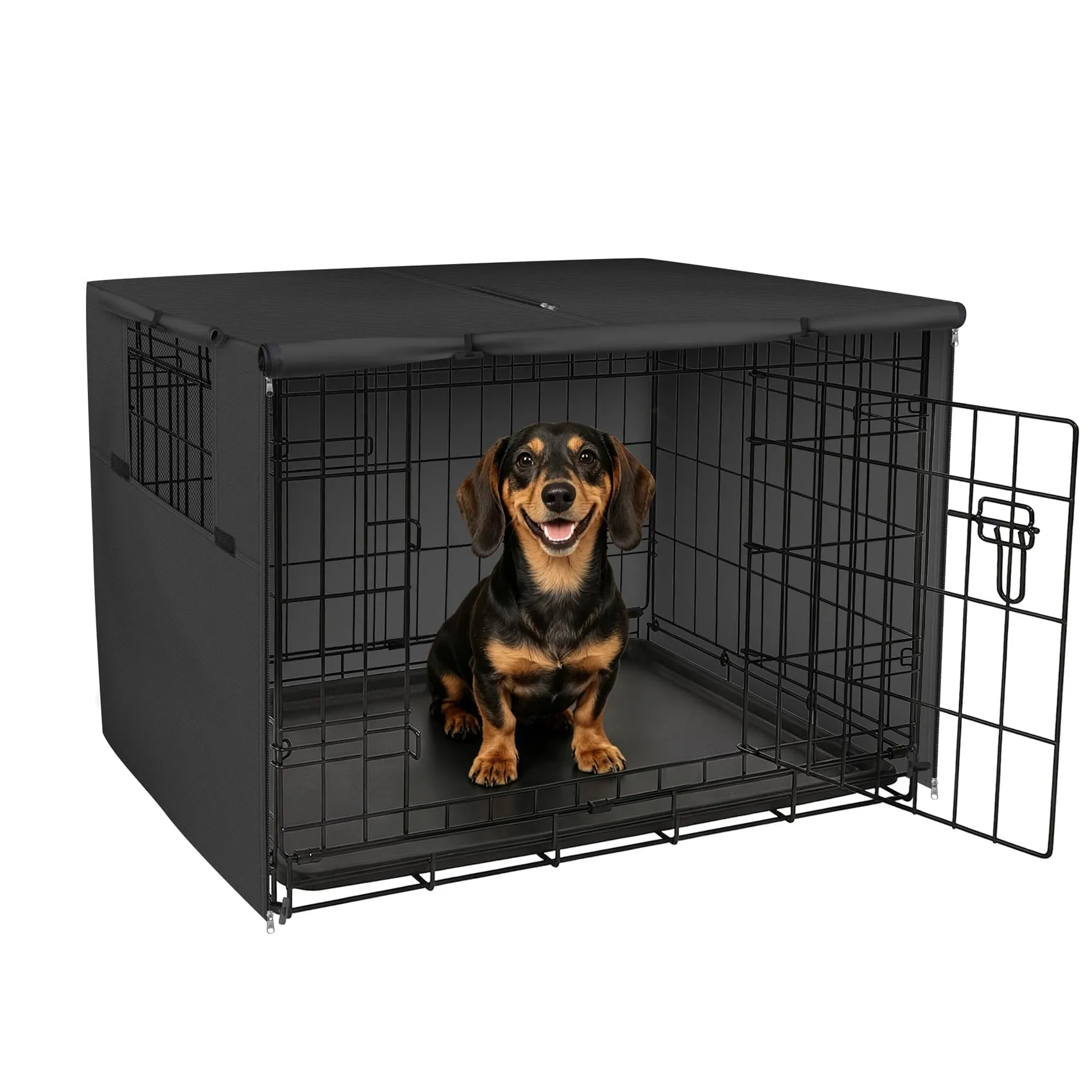 Explore Land Copertura per gabbia per cani resistente – Copertura universale in poliestere per gabbia metallica da 61 a 121,9 cm (61 cm (confezione da 1), custodia nera - immagine 1