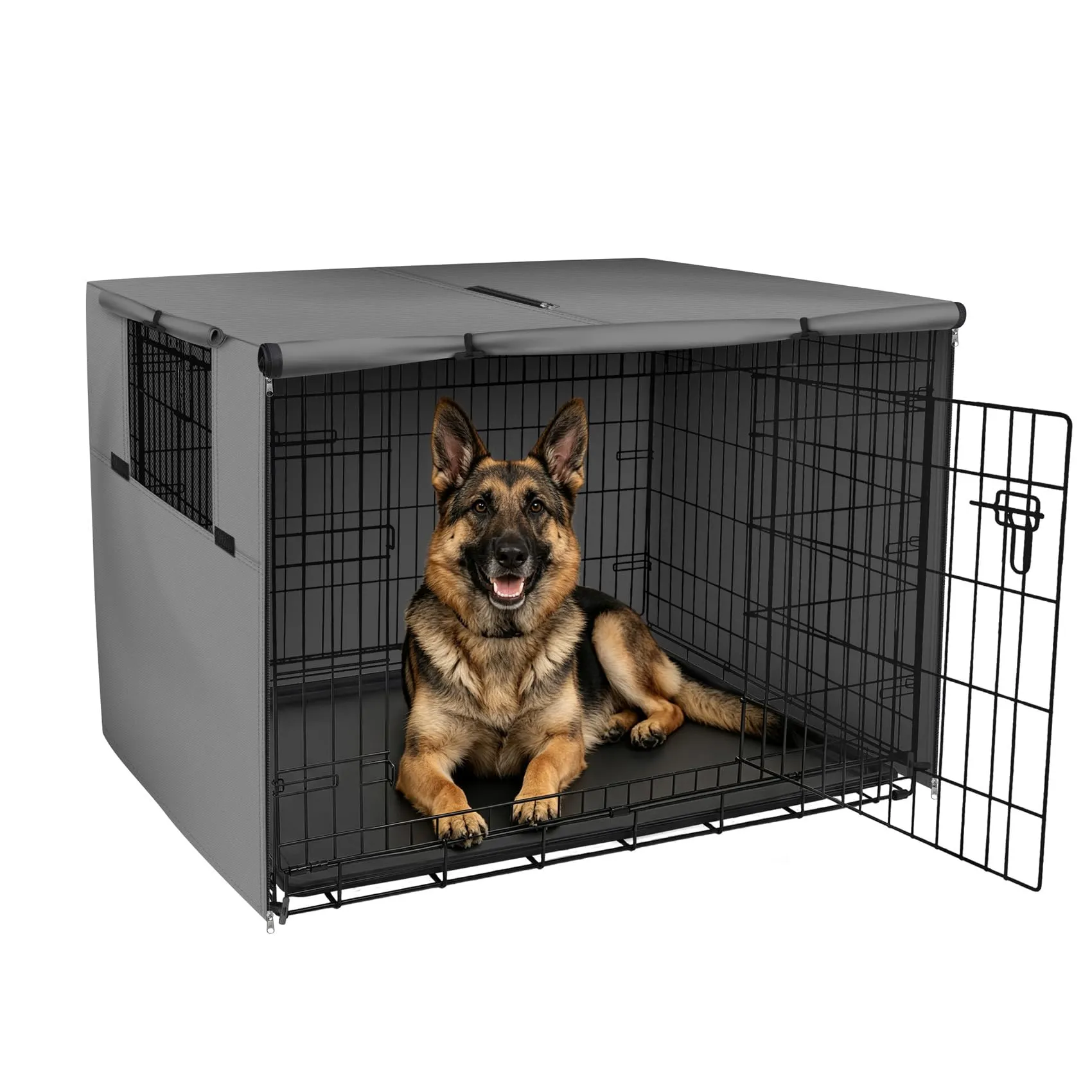 Explore Land - Copertura per gabbia per cani da 122 cm, in poliestere resistente, universale, adatta per gabbie per cani in filo metallico (grigio) - immagine 1