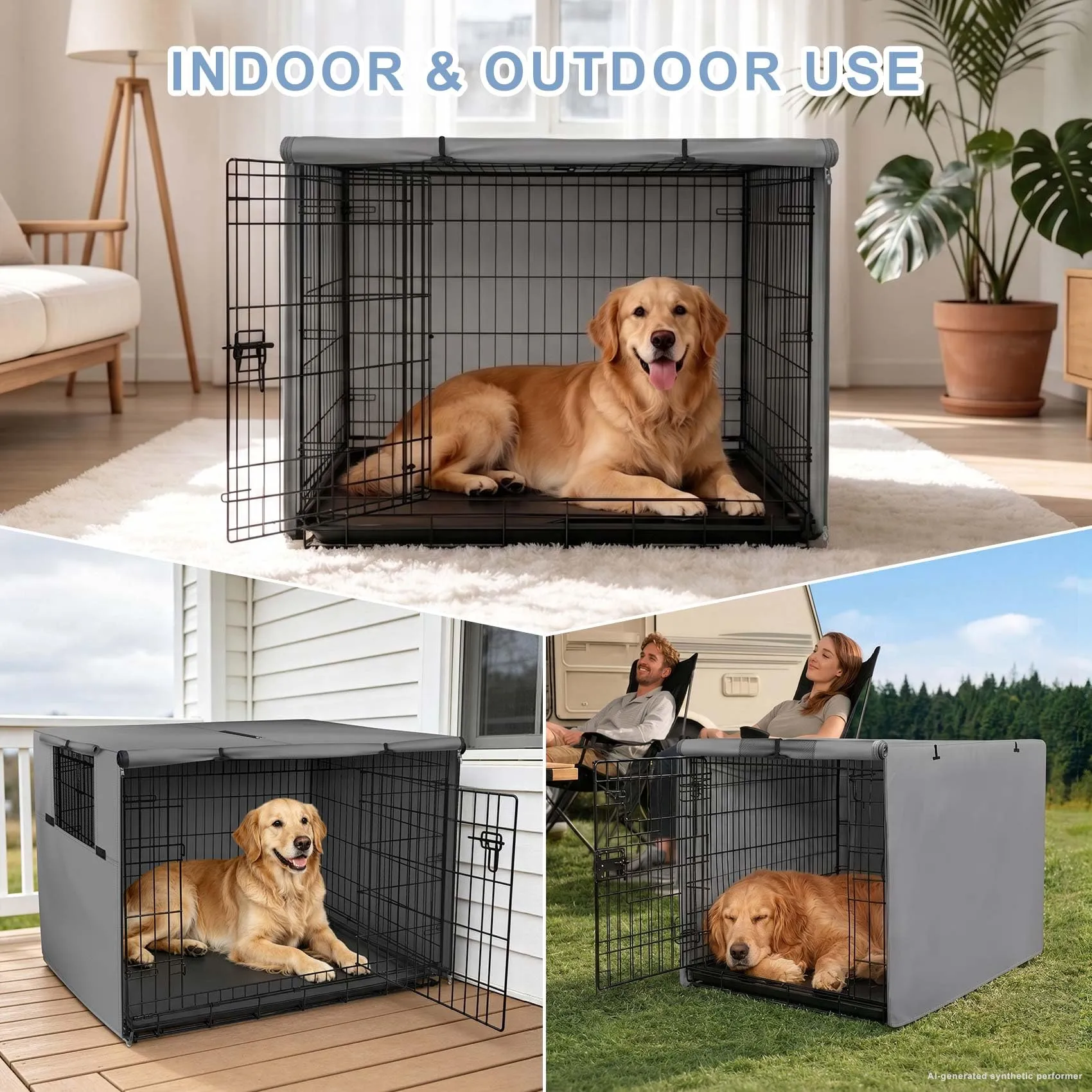Explore Land - Copertura per gabbia per cani da 122 cm, in poliestere resistente, universale, adatta per gabbie per cani in filo metallico (grigio) - immagine 8
