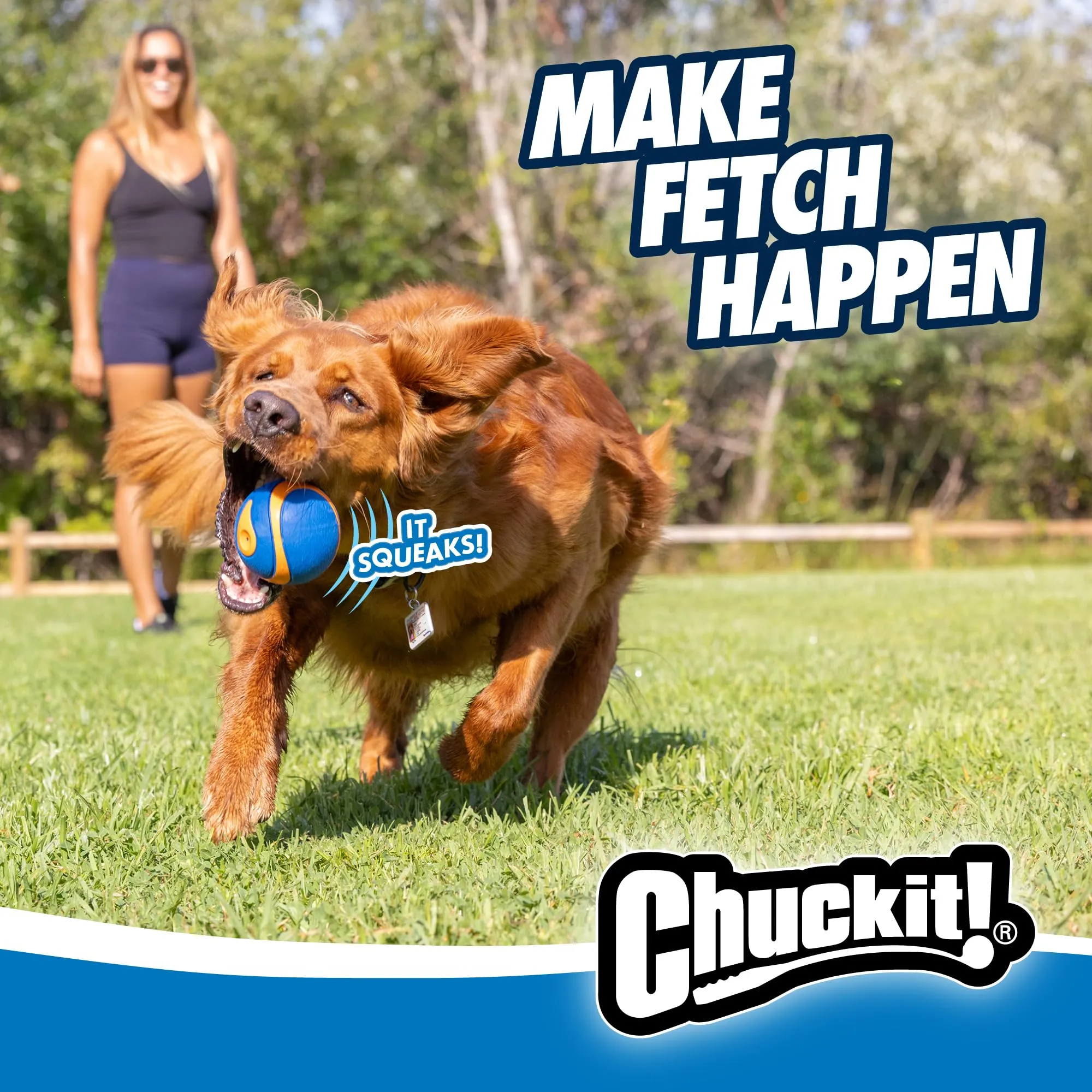 Chuckit! Ultra Squeaker Ball - Palla da Inseguimento e Cigolante per Cani - Alta Resistenza al Rimbalzo - Dimensioni Extra Large - 9 cm di Diametro - immagine 7
