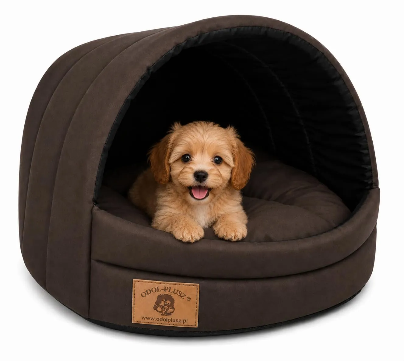 Cuccia per cani con letto taglia S/M (M, 36 x 49 x 45 cm, marrone) - immagine 1