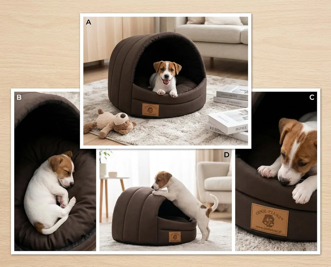 Cuccia per cani con letto taglia S/M (M, 36 x 49 x 45 cm, marrone) - immagine 3