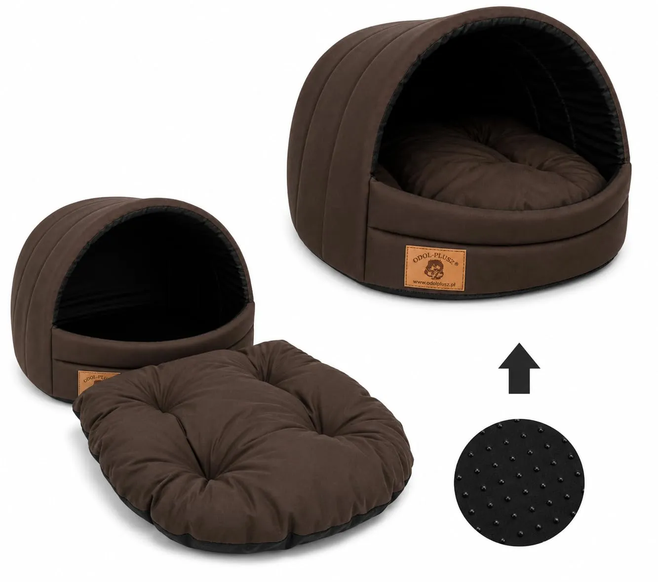 Cuccia per cani con letto taglia S/M (M, 36 x 49 x 45 cm, marrone) - immagine 5