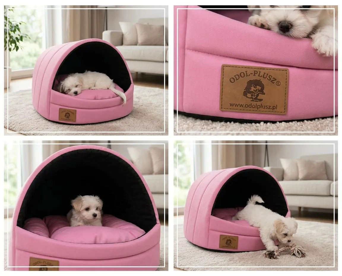 ODOLPLUSZ Cuccia per cani esclusiva casa cane o gatto | 2 misure confortevoli e lavabili (rosa, M) - immagine 3