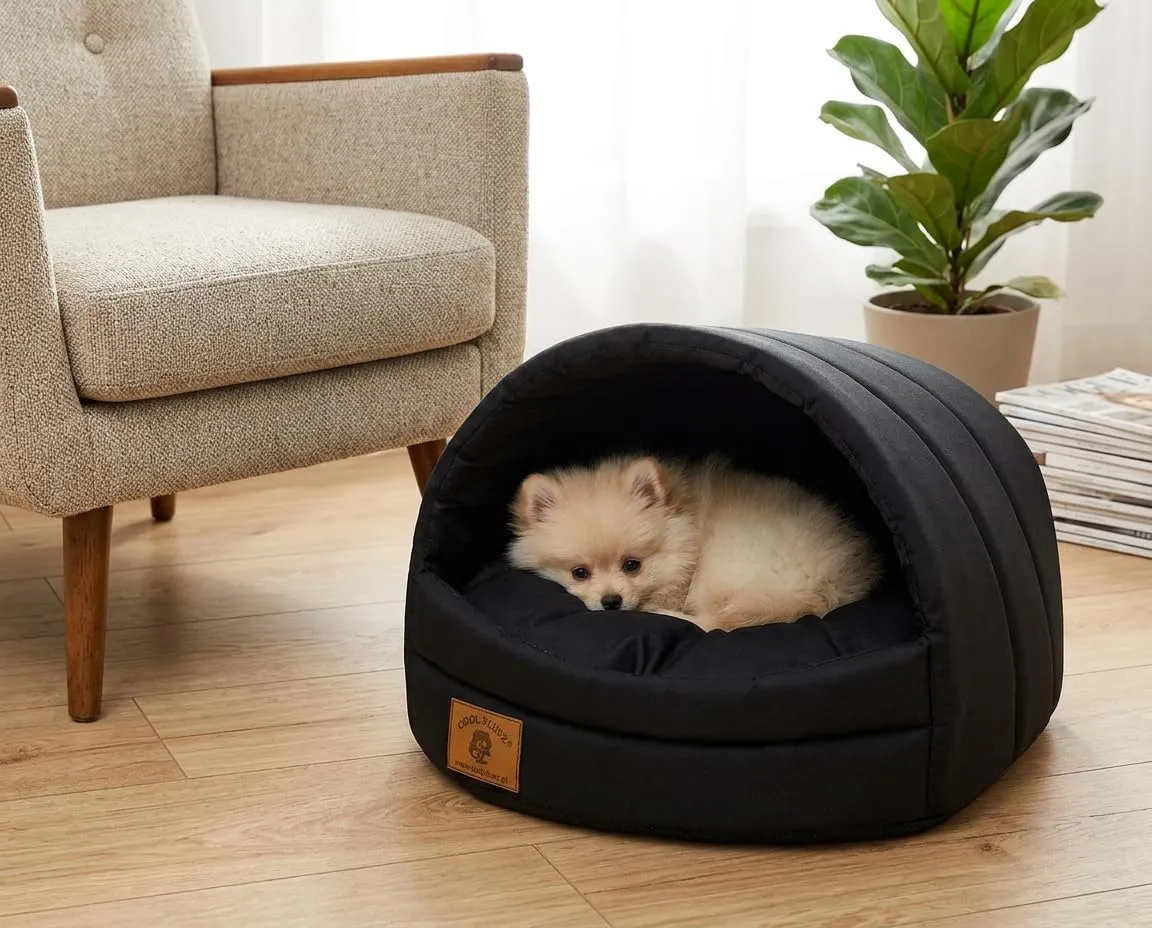 Cuccia per cani con letto taglia S/M (M, 36 x 49 x 45 cm, nero) - immagine 6