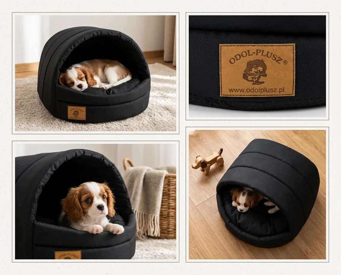Cuccia per cani con letto taglia S/M (M, 36 x 49 x 45 cm, nero) - immagine 9