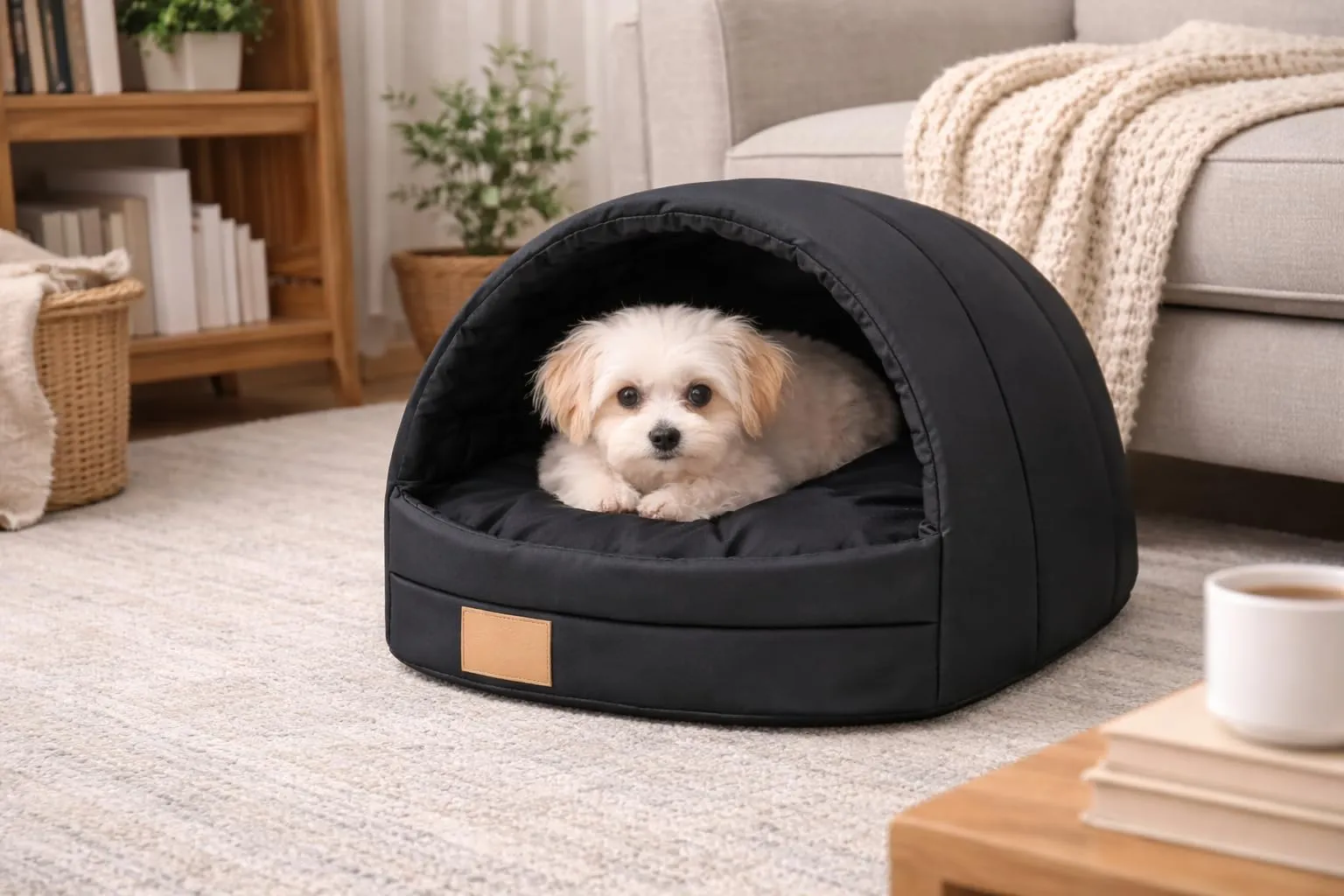 ODOLPLUSZ Cuccia per cani esclusiva casa cane o gatto | 2 misure confortevoli e lavabili (nero, S) - immagine 2
