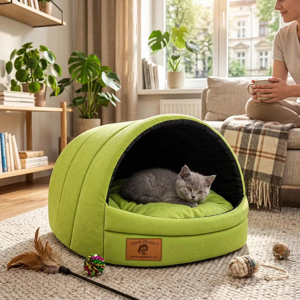 Cuccia per cani con letto taglia S/M (M, 36 x 49 x 45 cm, verde) - immagine 9