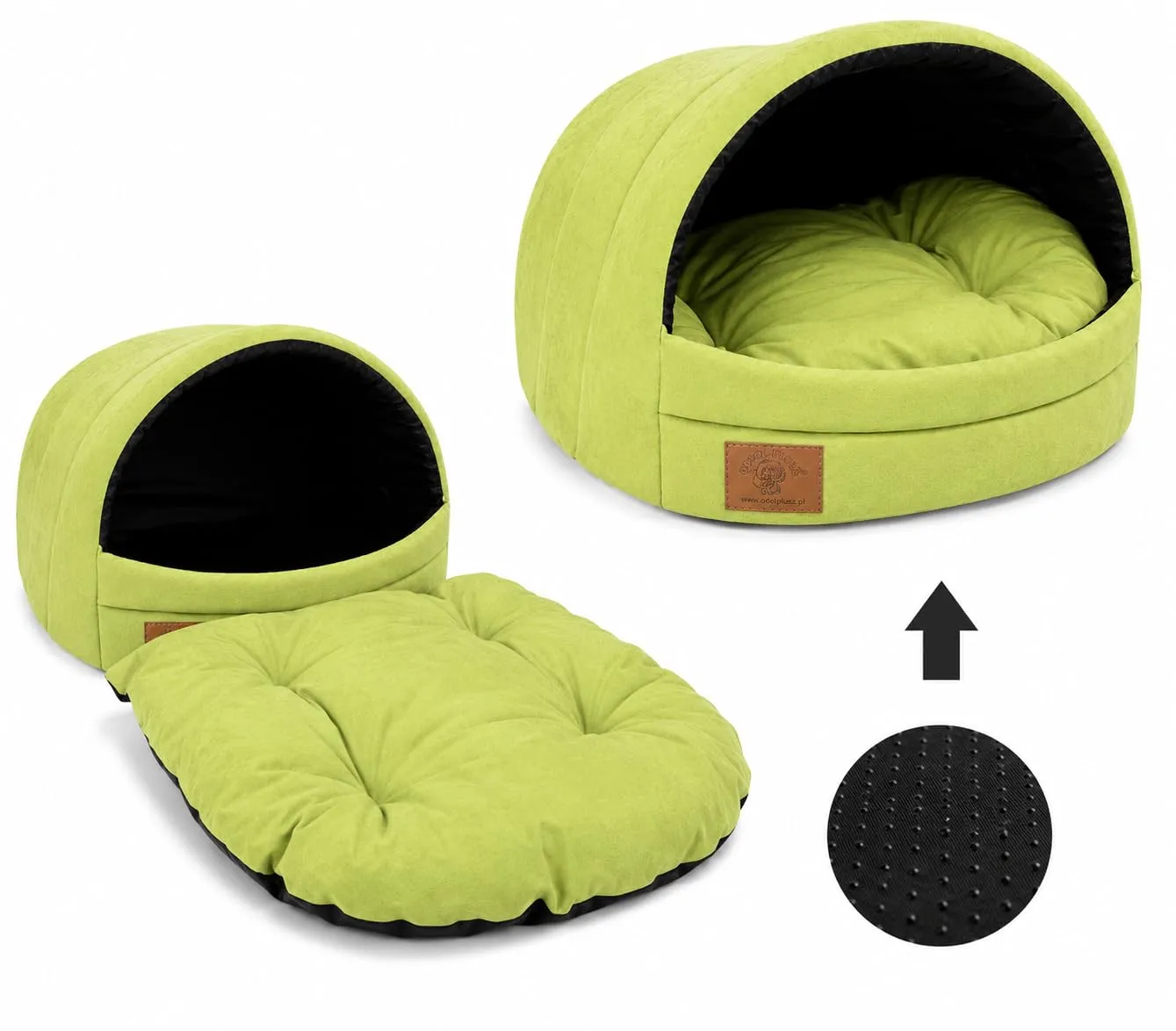 ODOLPLUSZ Cuccia per cani esclusiva casa cane o gatto | 2 misure confortevoli e lavabili (verde, S) - immagine 3