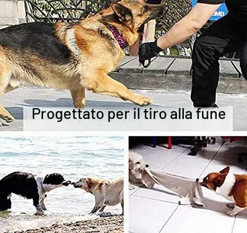 2 pezzi Giocattolo per rimorchiatore per cani Morso di cane Giocattolo per rimorchiatore con 2 robuste maniglie , Morso di iuta resistente Cuscino per morso per cani - immagine 3