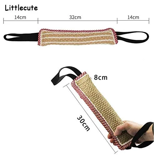 2 pezzi Giocattolo per rimorchiatore per cani Morso di cane Giocattolo per rimorchiatore con 2 robuste maniglie , Morso di iuta resistente Cuscino per morso per cani - immagine 6